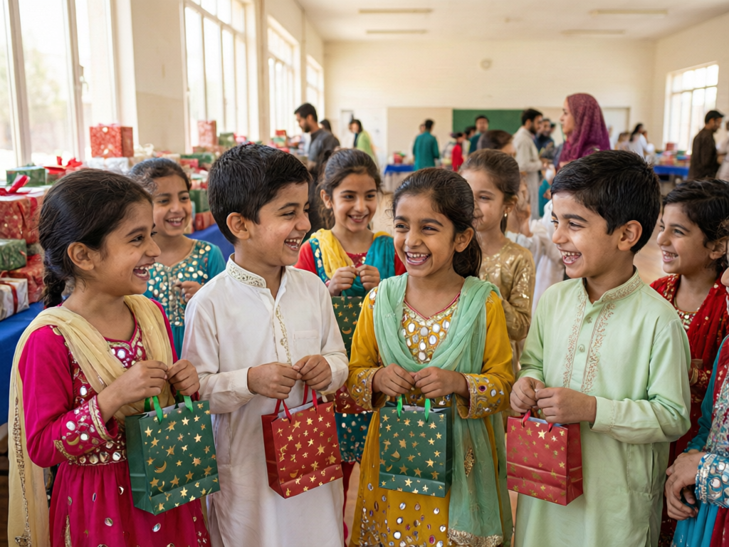 Children in new Eid clothes